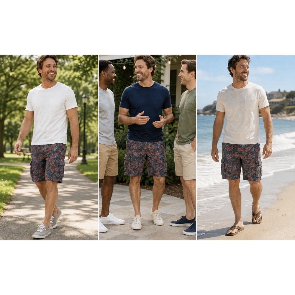 Lucky Brand Mens multi color Lightweight Cotton button Drawstring Shorts Size 33